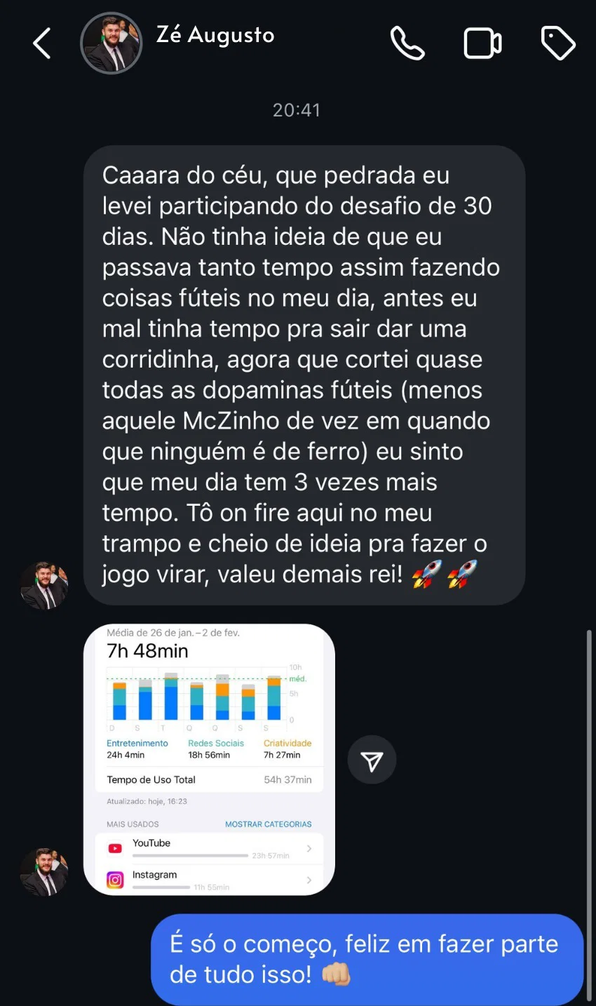 Depoimento real de leitor 1